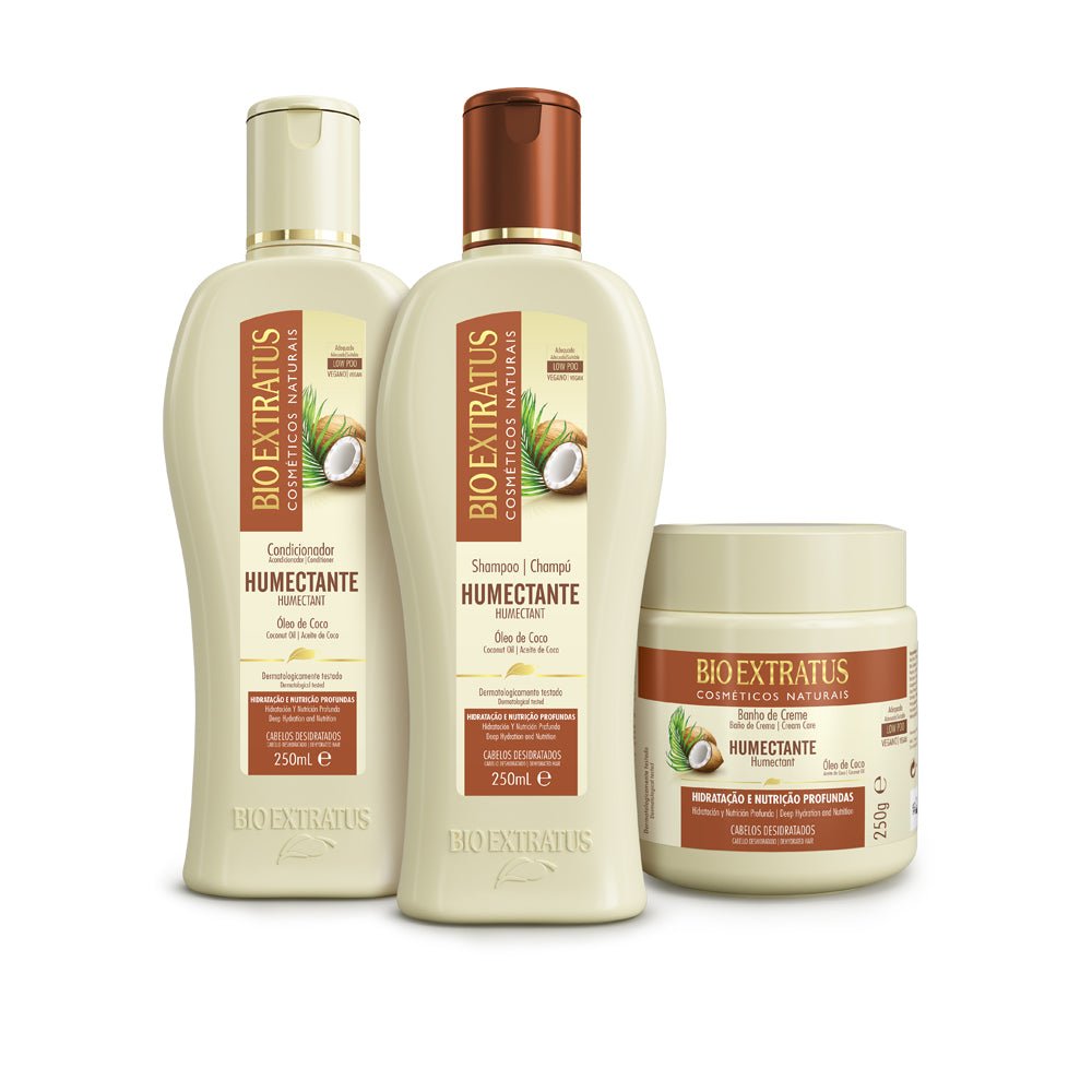 Kit Humectante Champú, Acondicionador y Baño de Crema - Bio Extratus Cosméticos Naturales