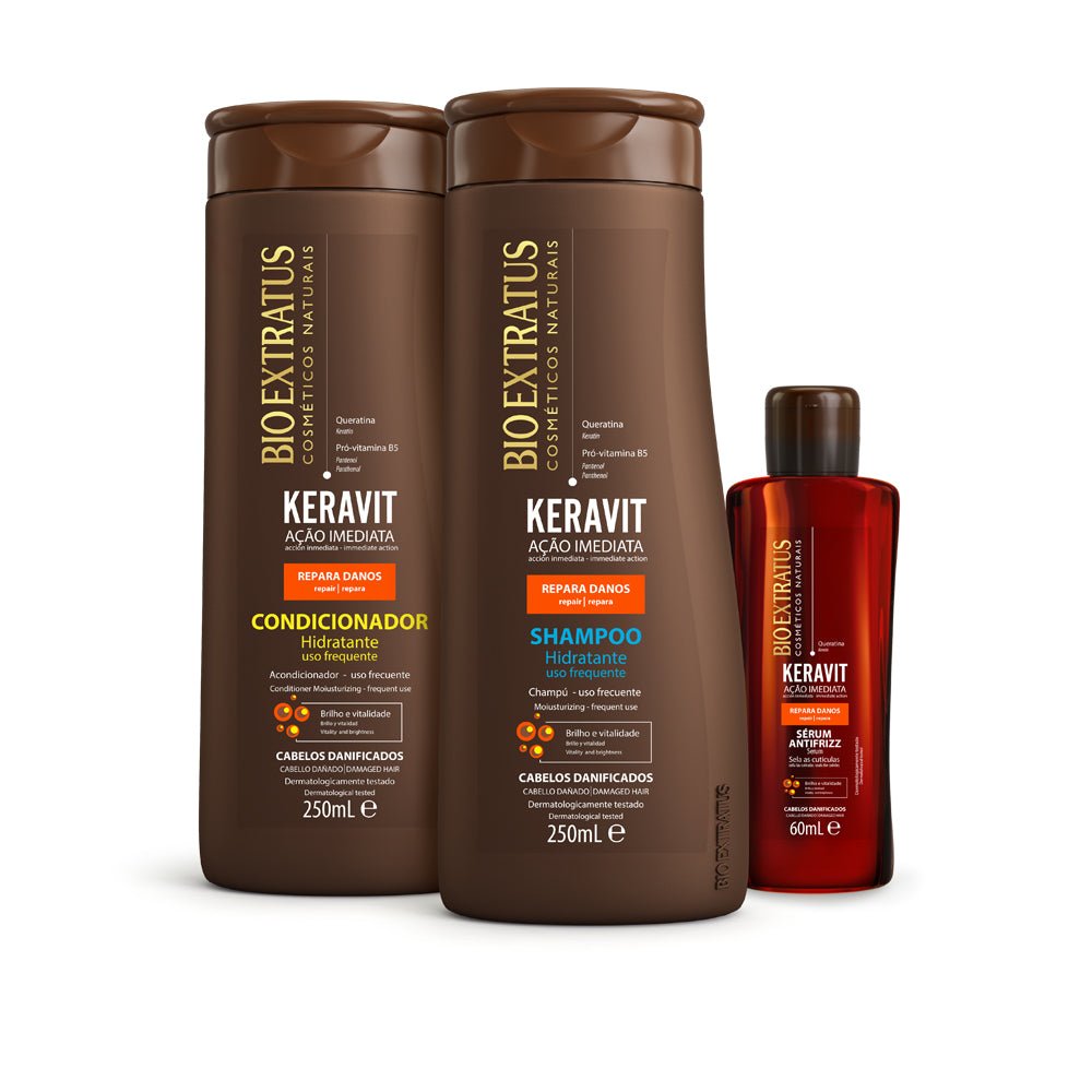 Kit Keravit Champú, Acondicionador y Cristal Líquido - Bio Extratus Cosméticos Naturales