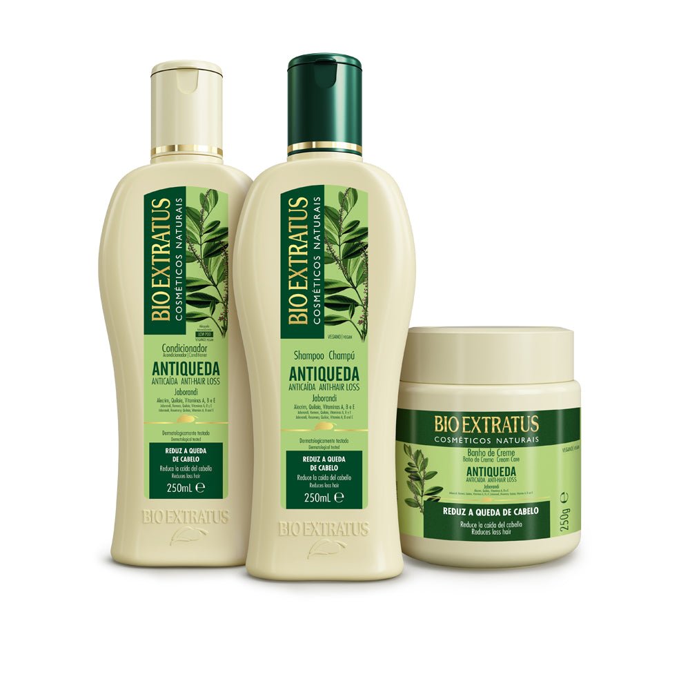 Kit Anti Caída Champú, Acondicionador y Baño de Crema - Bio Extratus Cosméticos Naturales