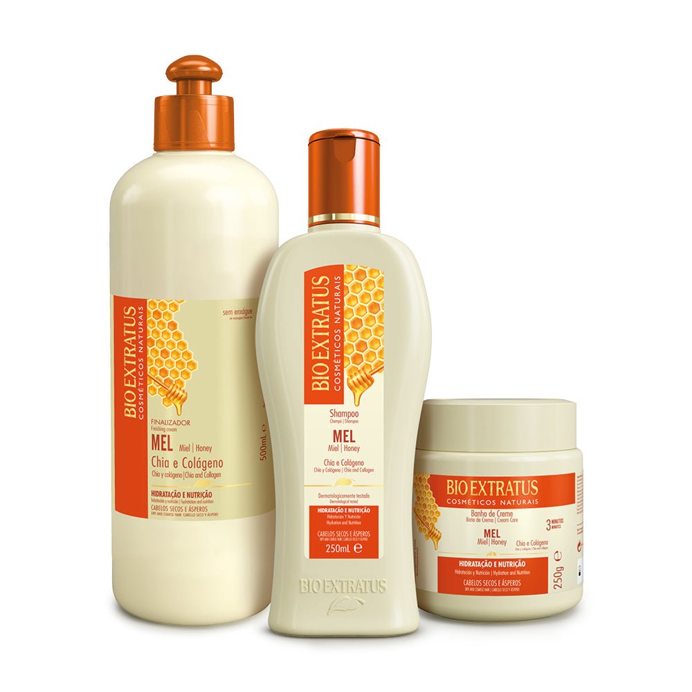 Kit Miel Champú, Baño de Crema y Finalizador - Bio Extratus Cosméticos Naturales